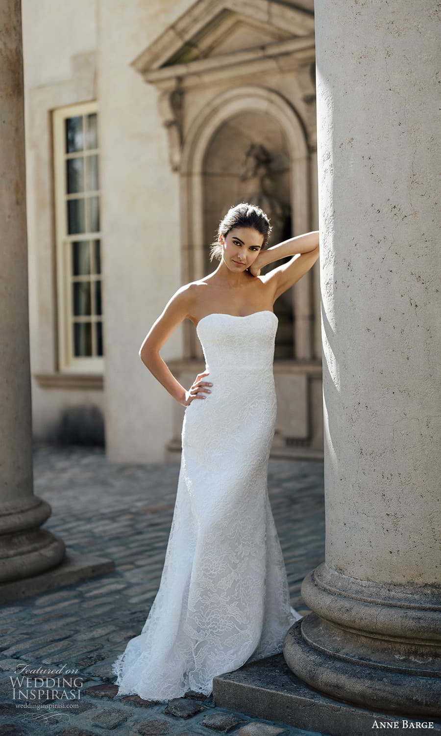 anne barge spring 2024 bridal strapless straight across neckline sheath wedding dress a line overskirt (4) fv anne barge spring 2024 bridal strapless straight across neckline sheath wedding dress a line overskirt (4) fv