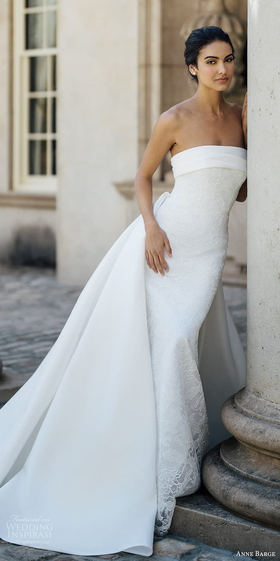 anne barge spring 2024 bridal strapless straight across neckline sheath wedding dress a line overskirt (4) mv anne barge spring 2024 bridal strapless straight across neckline sheath wedding dress a line overskirt (4) mv