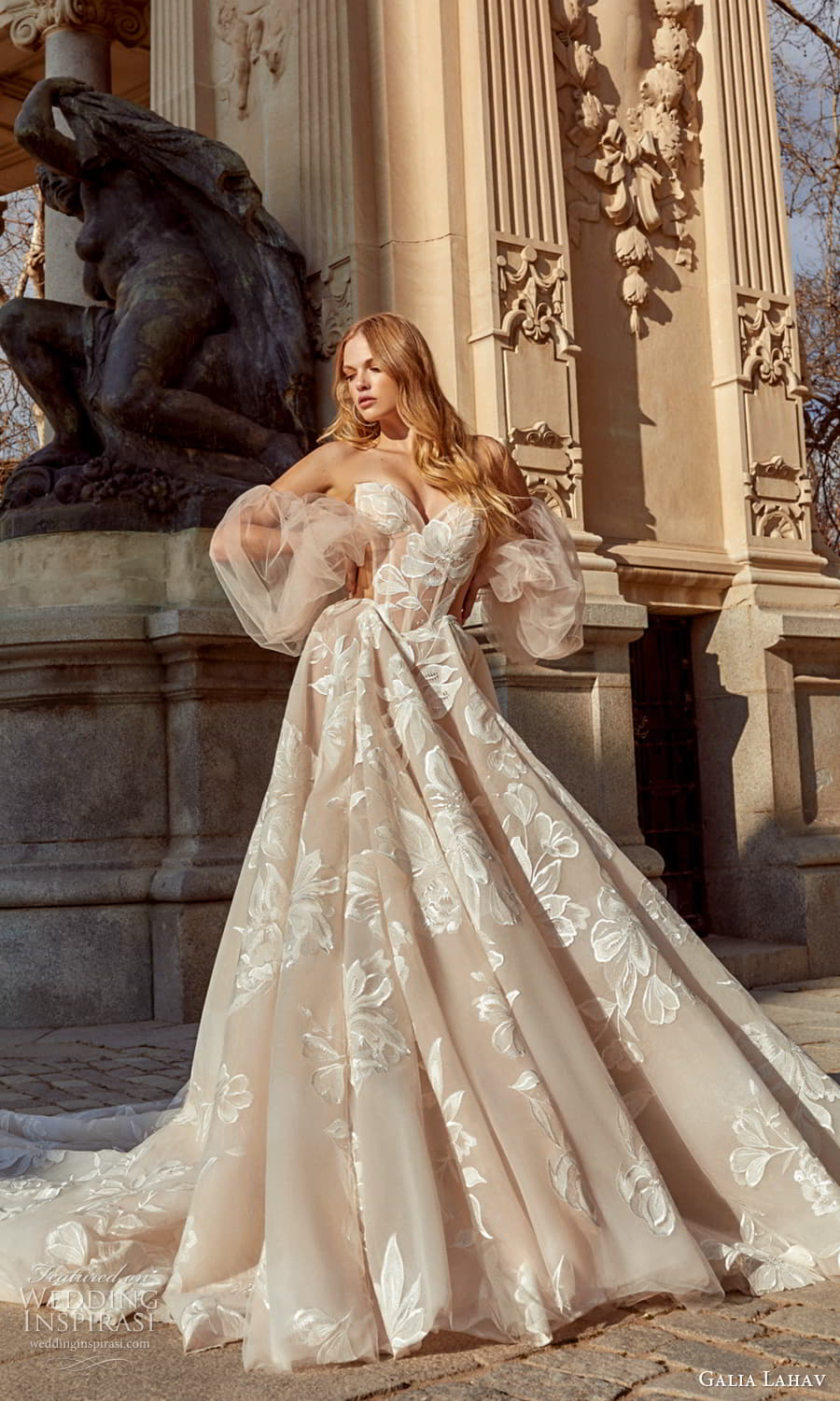 galia lahav spring 2024 couture bridal detached sheer billowy sleeve strapless sweetheart neckline a line ball gown wedding dress chapel train (4) mv galia lahav spring 2024 couture bridal detached sheer billowy sleeve strapless sweetheart neckline a line ball gown wedding dress chapel train (4) mv