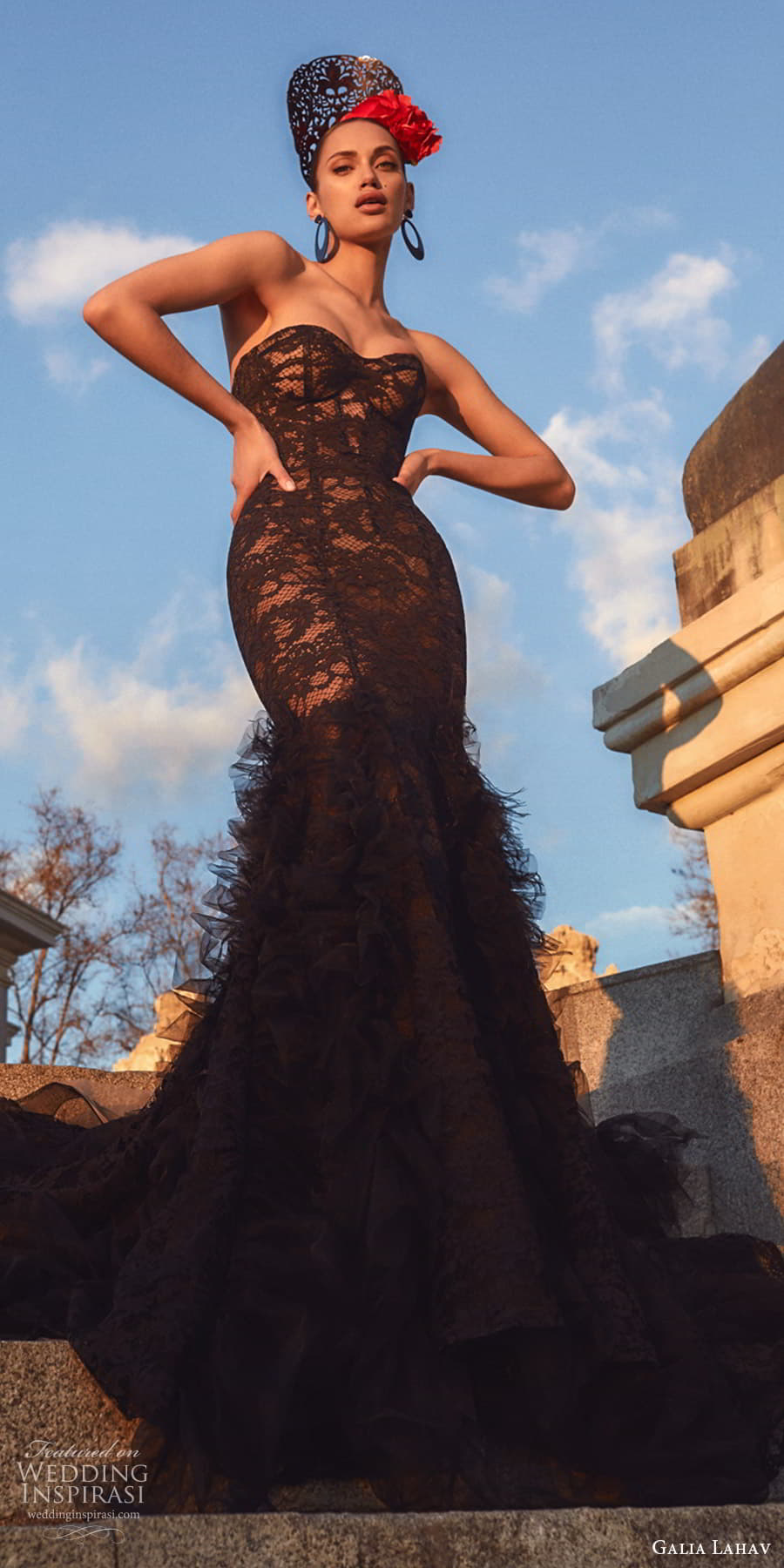 galia lahav spring 2024 couture bridal long sleeve high neck top fit flare mermaid wedding dress ruffle skirt chapel train (8) lv galia lahav spring 2024 couture bridal long sleeve high neck top fit flare mermaid wedding dress ruffle skirt chapel train (8) lv