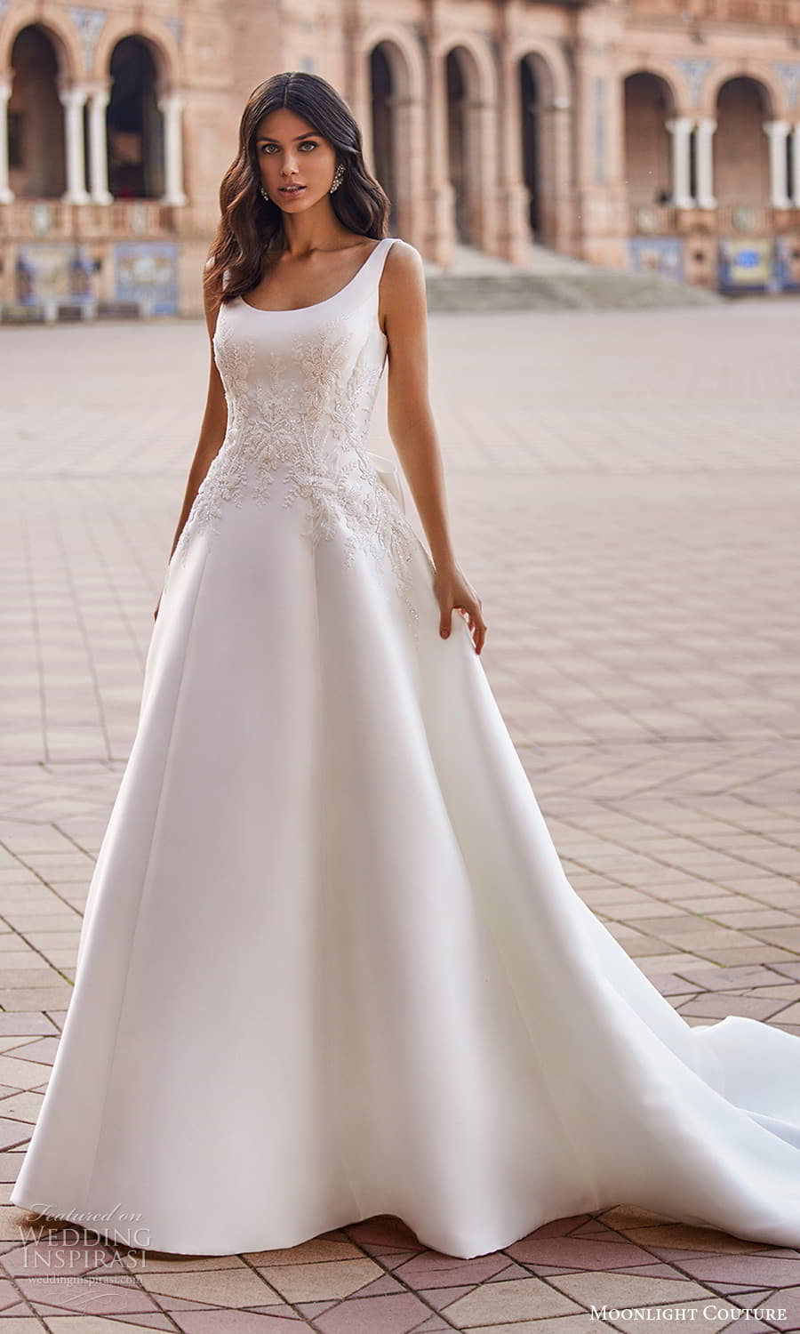 moonlight couture fall 2023 bridal sleeveless strap scoop neckline embellished waist clean skirt a line wedding dress chapel train (5) mv moonlight couture fall 2023 bridal sleeveless strap scoop neckline embellished waist clean skirt a line wedding dress chapel train (5) mv