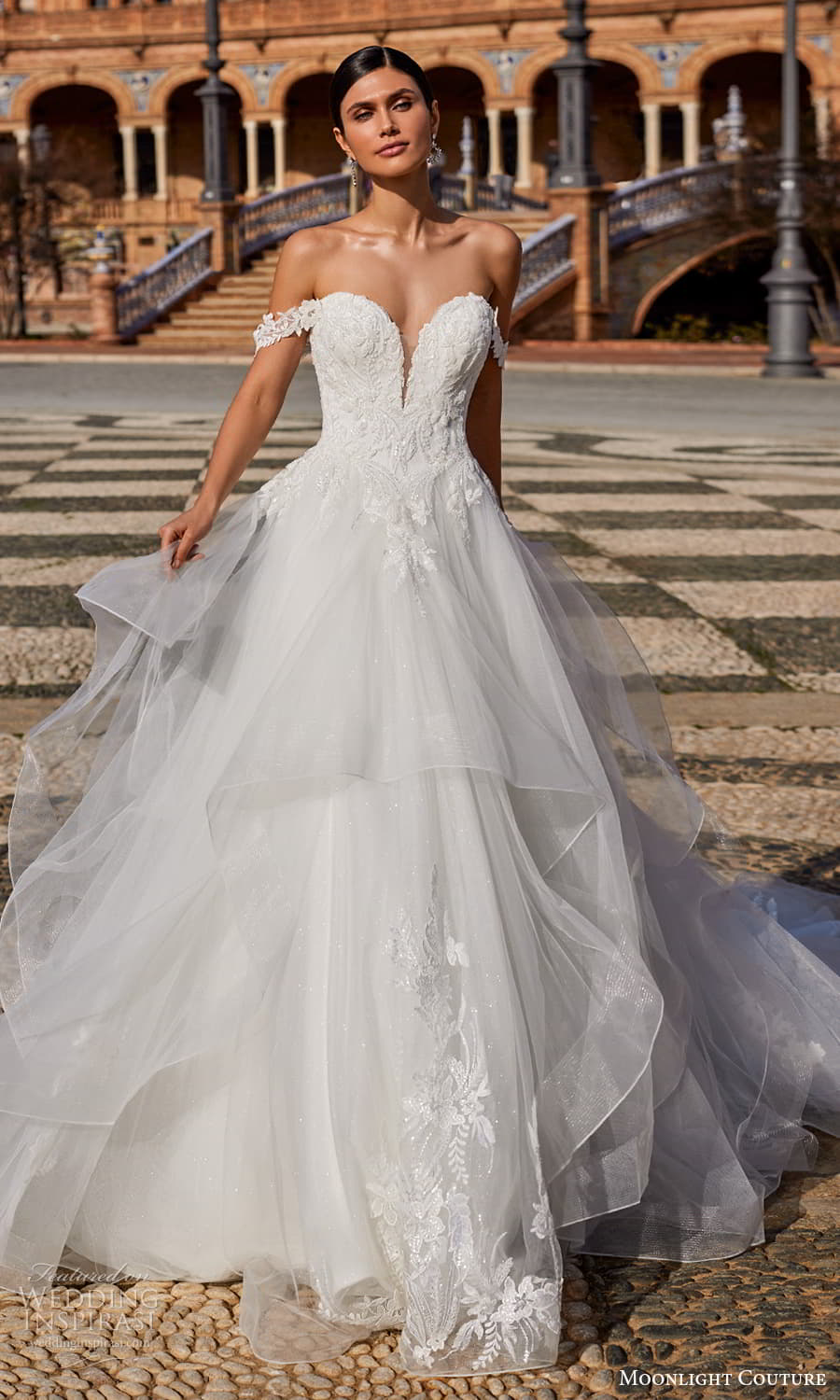 moonlight couture fall 2023 bridal swag sleeve off shoulder strap strapless sweetheart neckline embellished bodice a line ball gown wedding dress tiered skirt chapel train (6) mv moonlight couture fall 2023 bridal swag sleeve off shoulder strap strapless sweetheart neckline embellished bodice a line ball gown wedding dress tiered skirt chapel train (6) mv
