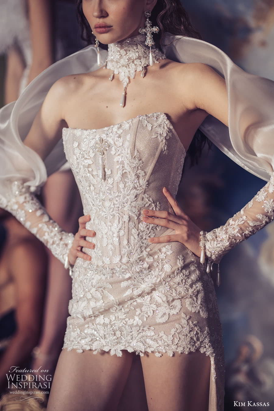 kim kassas spring 2024 bridal strapless sweetheart corset bodice mermaid sheath a line ball gown wedding dress chapel train crown jewels Anne 1 kim kassas spring 2024 bridal strapless sweetheart corset bodice mermaid sheath a line ball gown wedding dress chapel train crown jewels Anne 1