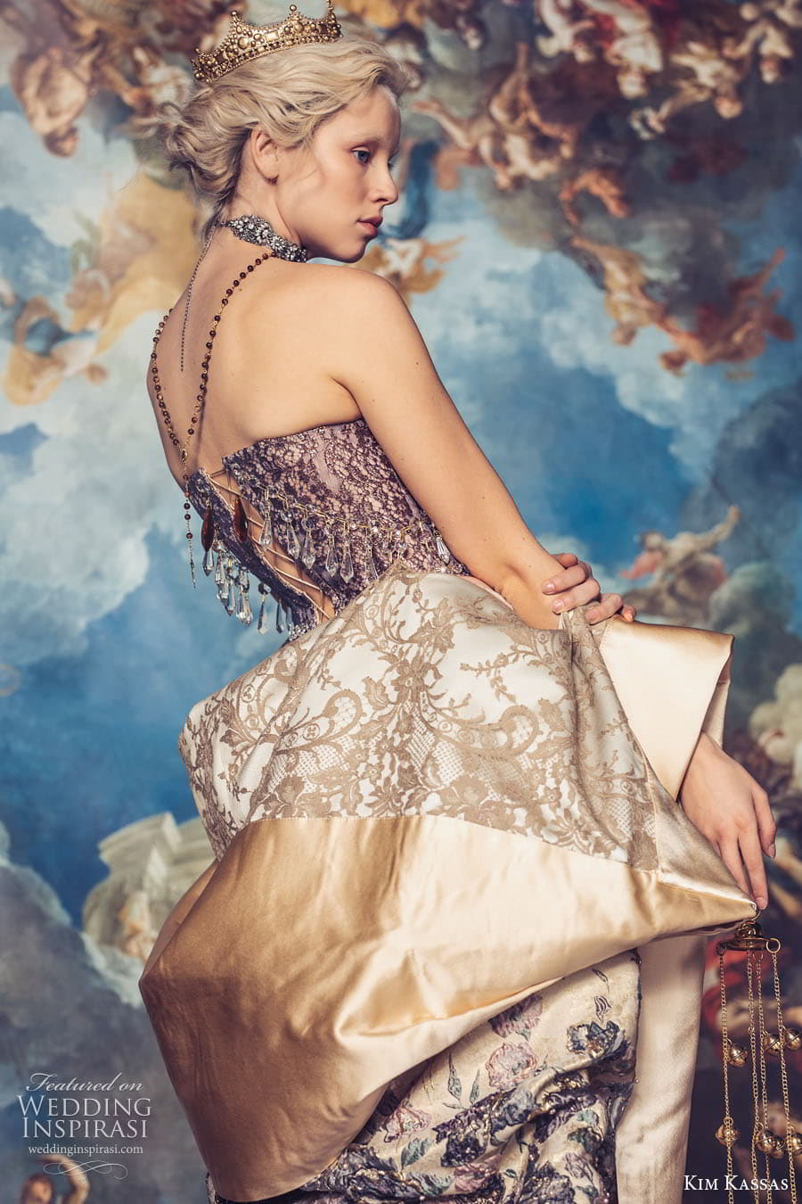 kim kassas spring 2024 bridal strapless sweetheart corset bodice mermaid sheath a line ball gown wedding dress chapel train crown jewels Chandelier 1 kim kassas spring 2024 bridal strapless sweetheart corset bodice mermaid sheath a line ball gown wedding dress chapel train crown jewels Chandelier 1