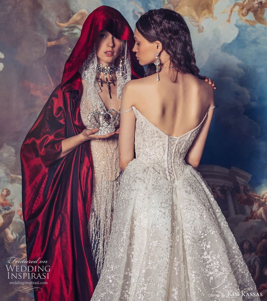 kim kassas spring 2024 bridal strapless sweetheart corset bodice mermaid sheath a line ball gown wedding dress chapel train crown jewels Emanuelle Elizabeth zbv kim kassas spring 2024 bridal strapless sweetheart corset bodice mermaid sheath a line ball gown wedding dress chapel train crown jewels Emanuelle Elizabeth zbv