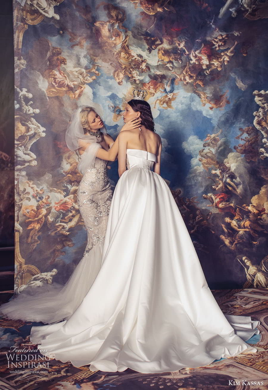 kim kassas spring 2024 bridal strapless sweetheart corset bodice mermaid sheath a line ball gown wedding dress chapel train crown jewels Victoria Alexandra bv kim kassas spring 2024 bridal strapless sweetheart corset bodice mermaid sheath a line ball gown wedding dress chapel train crown jewels Victoria Alexandra bv