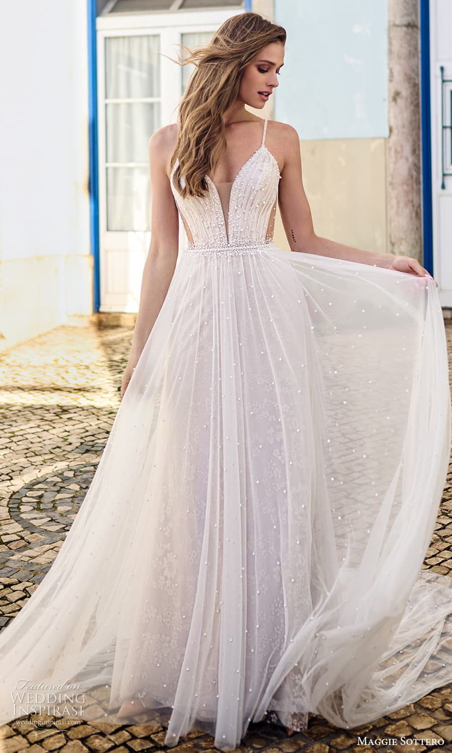 maggie sottero fall 2023 bridal sleeveless strap plunging v neckline embellished bodice a line wedding dress chapel train (4) mv maggie sottero fall 2023 bridal sleeveless strap plunging v neckline embellished bodice a line wedding dress chapel train (4) mv