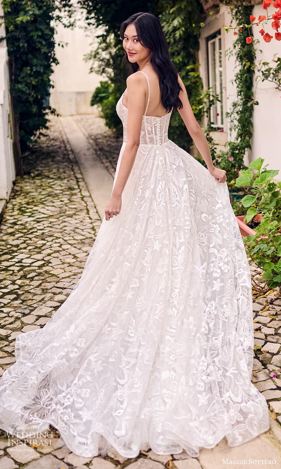 maggie sottero fall 2023 bridal sleeveless straps plunging v neckline fully embellished a line wedding dress chapel train (23) bv maggie sottero fall 2023 bridal sleeveless straps plunging v neckline fully embellished a line wedding dress chapel train (23) bv