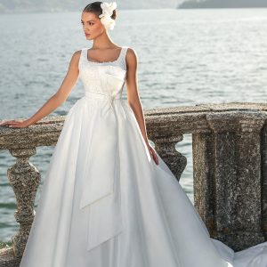 victoria soprano 2024 bridal sleeveless thick straps square  neckline clean minimalist a line ball gown wedding dress chapel train (11) mv