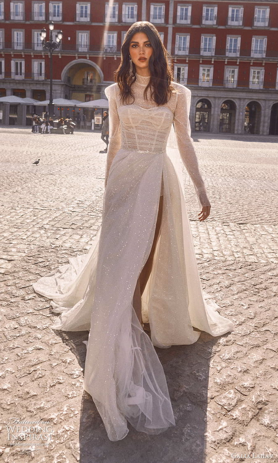 galia lahav spring 2024 gala bridal long sleeve high neck top strapless semi sweetheart neckline fully embellished a line wedding dress slit skirt (4) mv galia lahav spring 2024 gala bridal long sleeve high neck top strapless semi sweetheart neckline fully embellished a line wedding dress slit skirt (4) mv