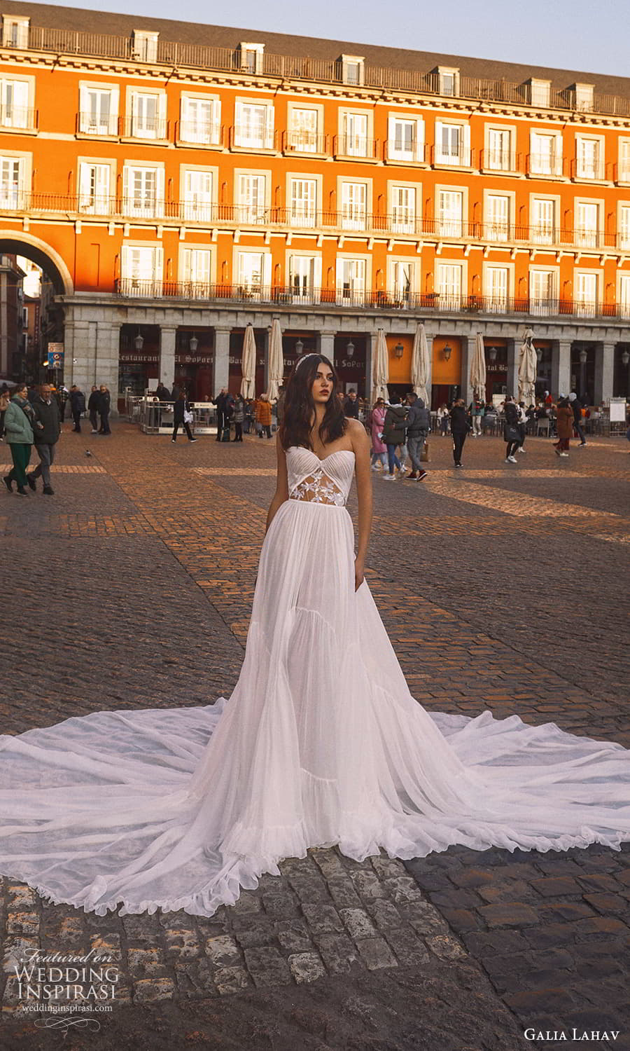 galia lahav spring 2024 gala bridal strapless sweetheart neckline clean minimalist a line wedding dress cathedral train (2) mv