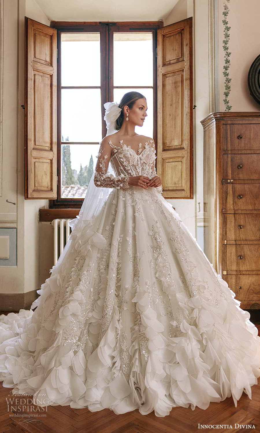 innocentia divina 2024 bridal sheer long sleeve illusion jewel neck sweetheart neckline fully embellished a line ball gown wedding dress sheer skirt chapel train (5) mv innocentia divina 2024 bridal sheer long sleeve illusion jewel neck sweetheart neckline fully embellished a line ball gown wedding dress sheer skirt chapel train (5) mv