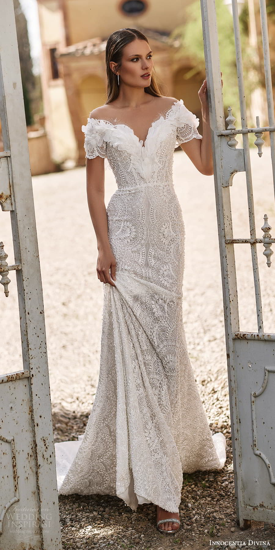 innocentia divina 2024 bridal short sleeve off shoulder neckline fully embellished sheath wedding dress chapel train (10) mv innocentia divina 2024 bridal short sleeve off shoulder neckline fully embellished sheath wedding dress chapel train (10) mv