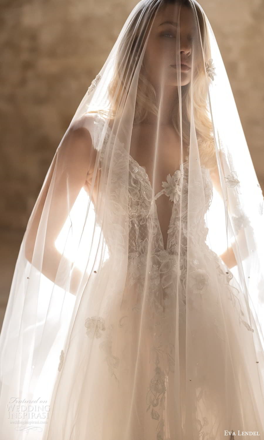 eva lendel 2024 bridal sleeveless strap plunging v neckline embellished bodice a line ball gown wedding dress chapel train veil (21) zv