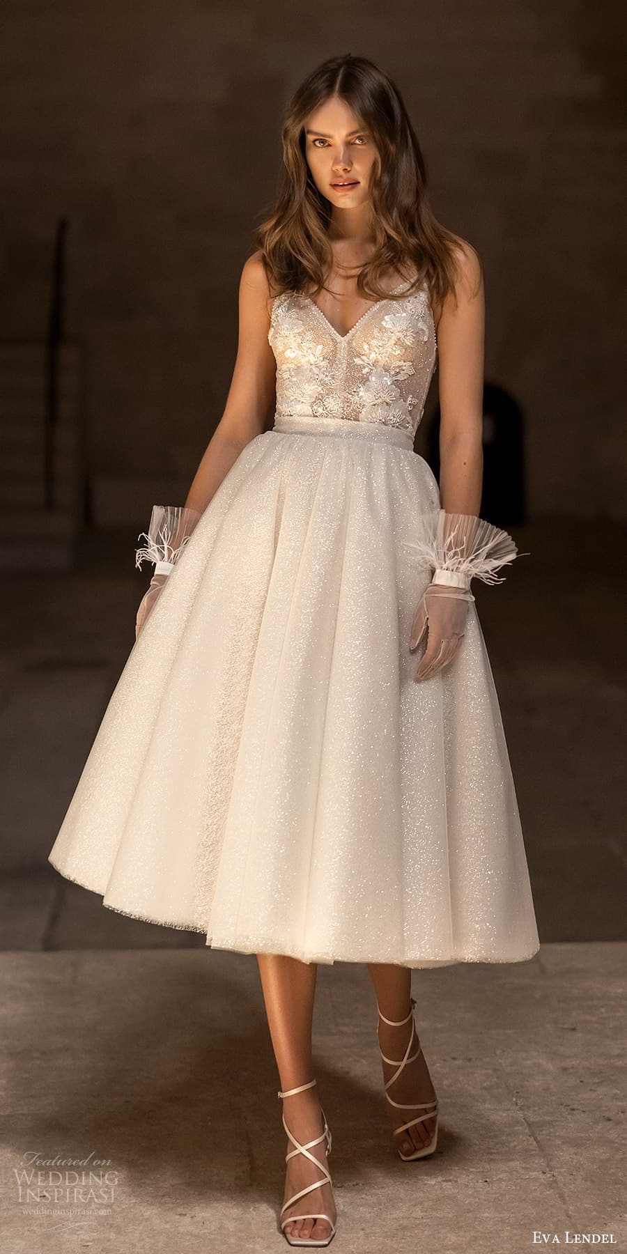 eva lendel 2024 bridal sleeveless straps sweetheart neckline a line ball gown tea length wedding dress (30) mv