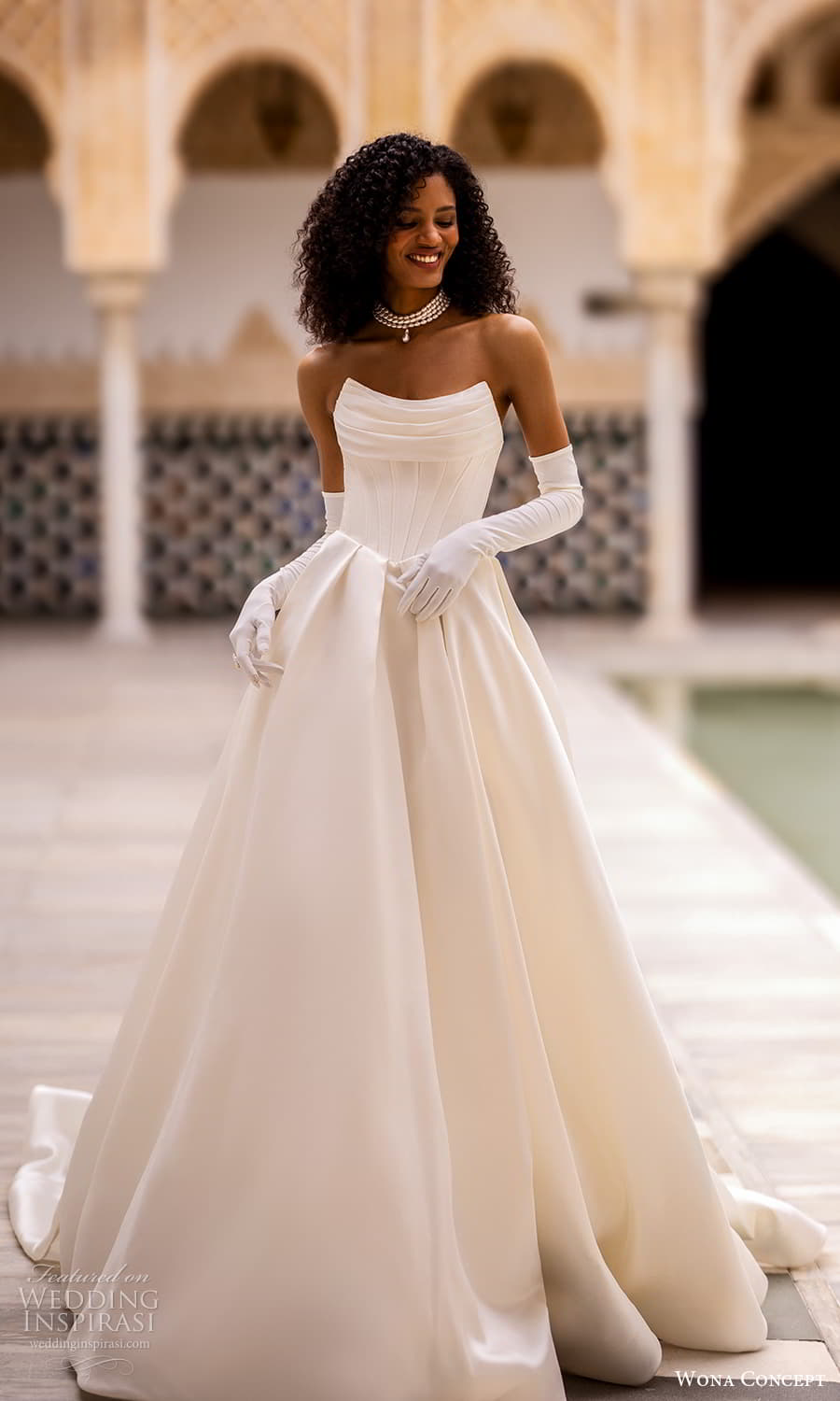 wona concept 2024 bridal glove strapless scoop neckline clean minimalist a line ball gown wedding dress chapel train (27) mv