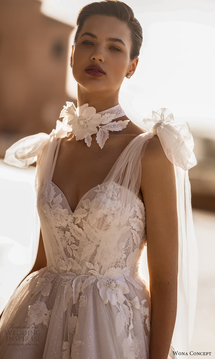 wona concept 2024 bridal sleeveless tie strap strapless sweetheart neckline embellished a line ball gown wedding dress chapel train (5) zv