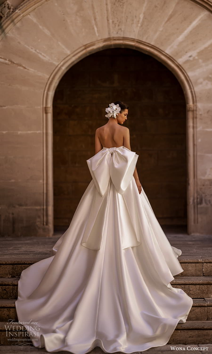 wona concept 2024 bridal strapless sweetheart neckline clean minimalist a line ball gown wedding dress chapel train bow back (16) bv
