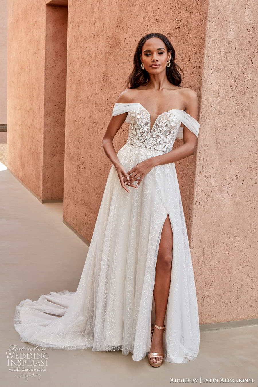 justin alexander adore spring 2024 bridal straps sleeves sleeveless sweetheart neckline a line ball gown wedding dress chapel train ana