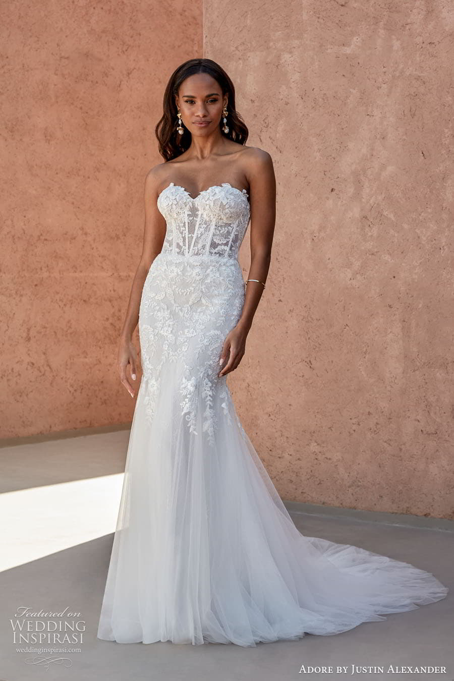 justin alexander adore spring 2024 bridal straps sleeves sleeveless sweetheart neckline a line ball gown wedding dress chapel train d amberly