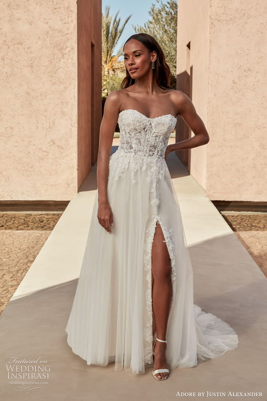 justin alexander adore spring 2024 bridal straps sleeves sleeveless sweetheart neckline a line ball gown wedding dress chapel train d ethan