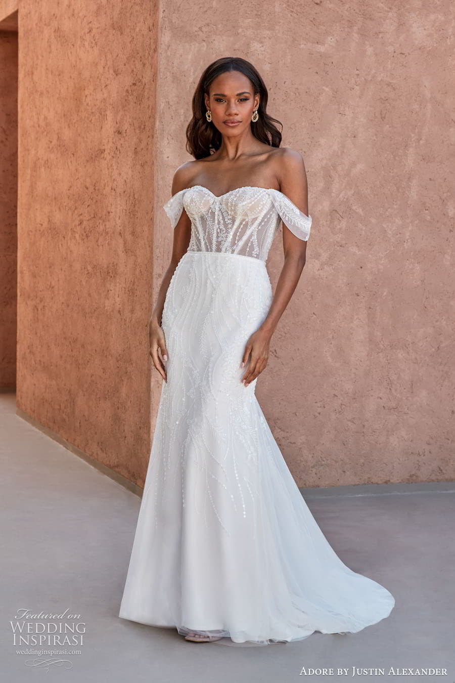 justin alexander adore spring 2024 bridal straps sleeves sleeveless sweetheart neckline a line ball gown wedding dress chapel train gideon