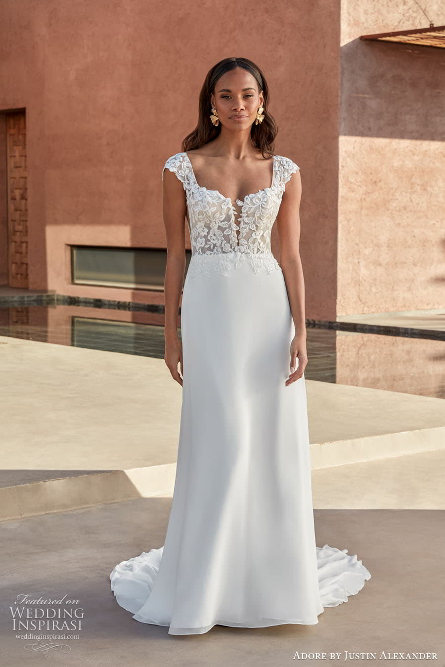 justin alexander adore spring 2024 bridal straps sleeves sleeveless sweetheart neckline a line ball gown wedding dress chapel train karla