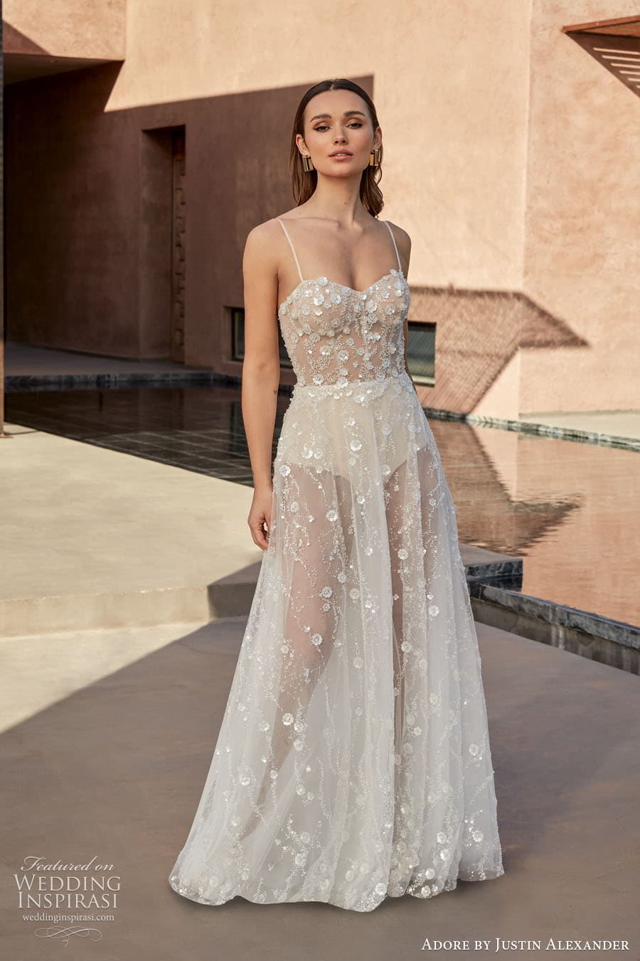 justin alexander adore spring 2024 bridal straps sleeves sleeveless sweetheart neckline a line ball gown wedding dress chapel train mattie