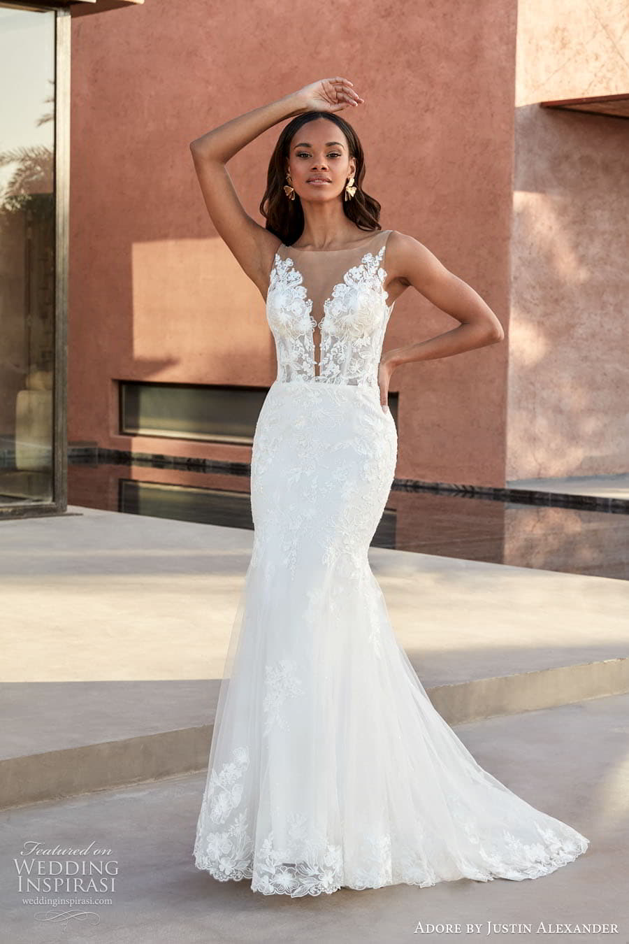 justin alexander adore spring 2024 bridal straps sleeves sleeveless sweetheart neckline a line ball gown wedding dress chapel train meena