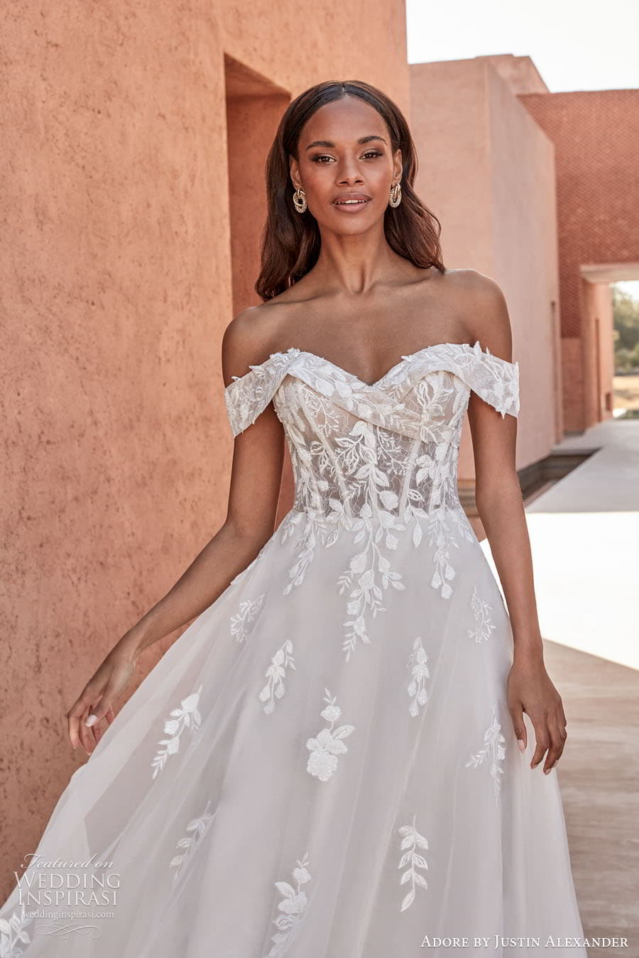 justin alexander adore spring 2024 bridal straps sleeves sleeveless sweetheart neckline a line ball gown wedding dress chapel train nalda