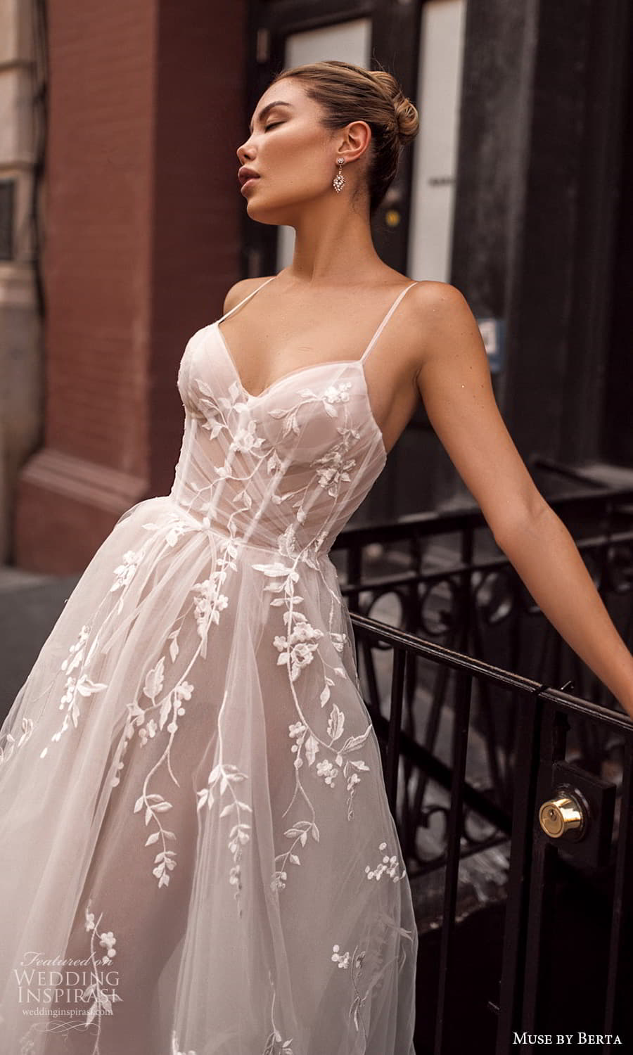 muse by berta spring 2024 bridal sleeveless beaded strap sweetheart neckline embellished ruched bodice a line ball gown wedding dress chapel train (11) zv