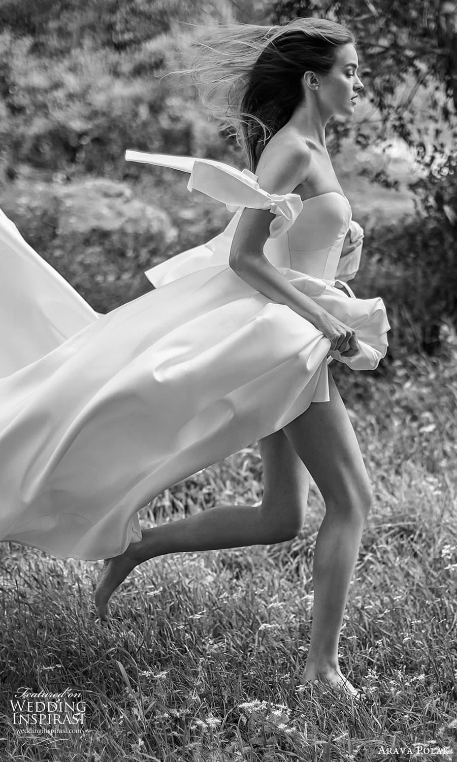 arava polak spring 2024 bridal detached puff sleeve strapless sweetheart neckline clean minimalist a line wedding dress slit skirt chapel train (2) sv arava polak spring 2024 bridal detached puff sleeve strapless sweetheart neckline clean minimalist a line wedding dress slit skirt chapel train (2) sv