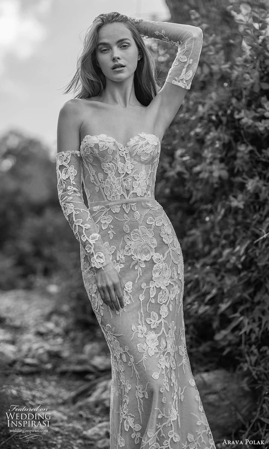 arava polak spring 2024 bridal detached sheer sleeves strapless sweetheart neckline embellished sheath wedding dress chapel train (3) zv arava polak spring 2024 bridal detached sheer sleeves strapless sweetheart neckline embellished sheath wedding dress chapel train (3) zv
