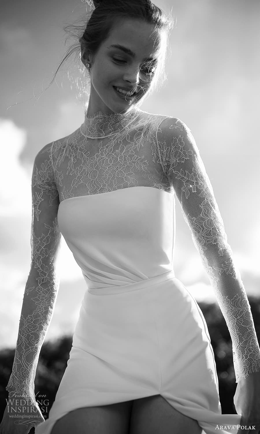 arava polak spring 2024 bridal sheer long sleeve high neck straigt across neckline clean minimalist a line wedding dress slit skirt chapel train (8) zv arava polak spring 2024 bridal sheer long sleeve high neck straigt across neckline clean minimalist a line wedding dress slit skirt chapel train (8) zv