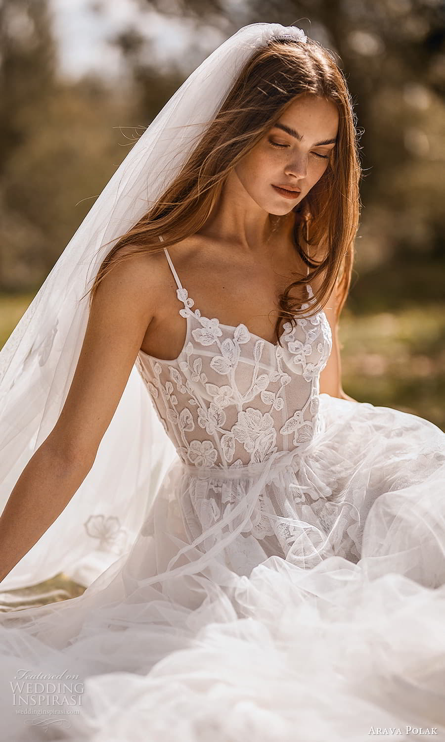 arava polak spring 2024 bridal sleeveless straps sweetheart neckline embellished bodice a line ball gown wedding dress chapel train (4) mv