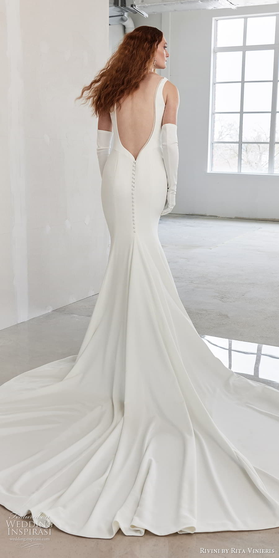 rivini rita vinieris spring 2024 bridal sleeveless thick straps sweetheart neckline clean minimalist sheath wedding dress chapel train (8) bv