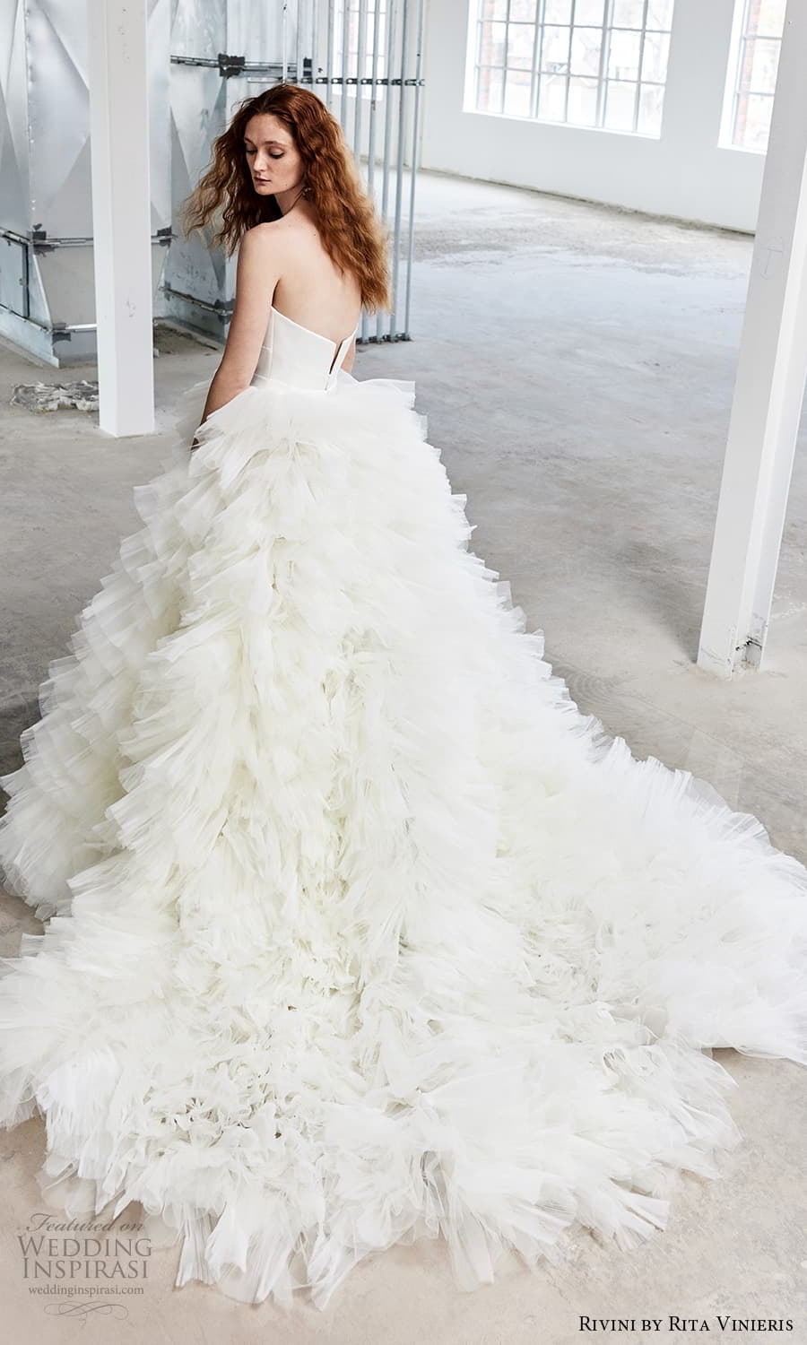 rivini rita vinieris spring 2024 bridal strapless sweetheart neckline ruffle skirt a line ball gown wedding dress chapel train (6) bv rivini rita vinieris spring 2024 bridal strapless sweetheart neckline ruffle skirt a line ball gown wedding dress chapel train (6) bv