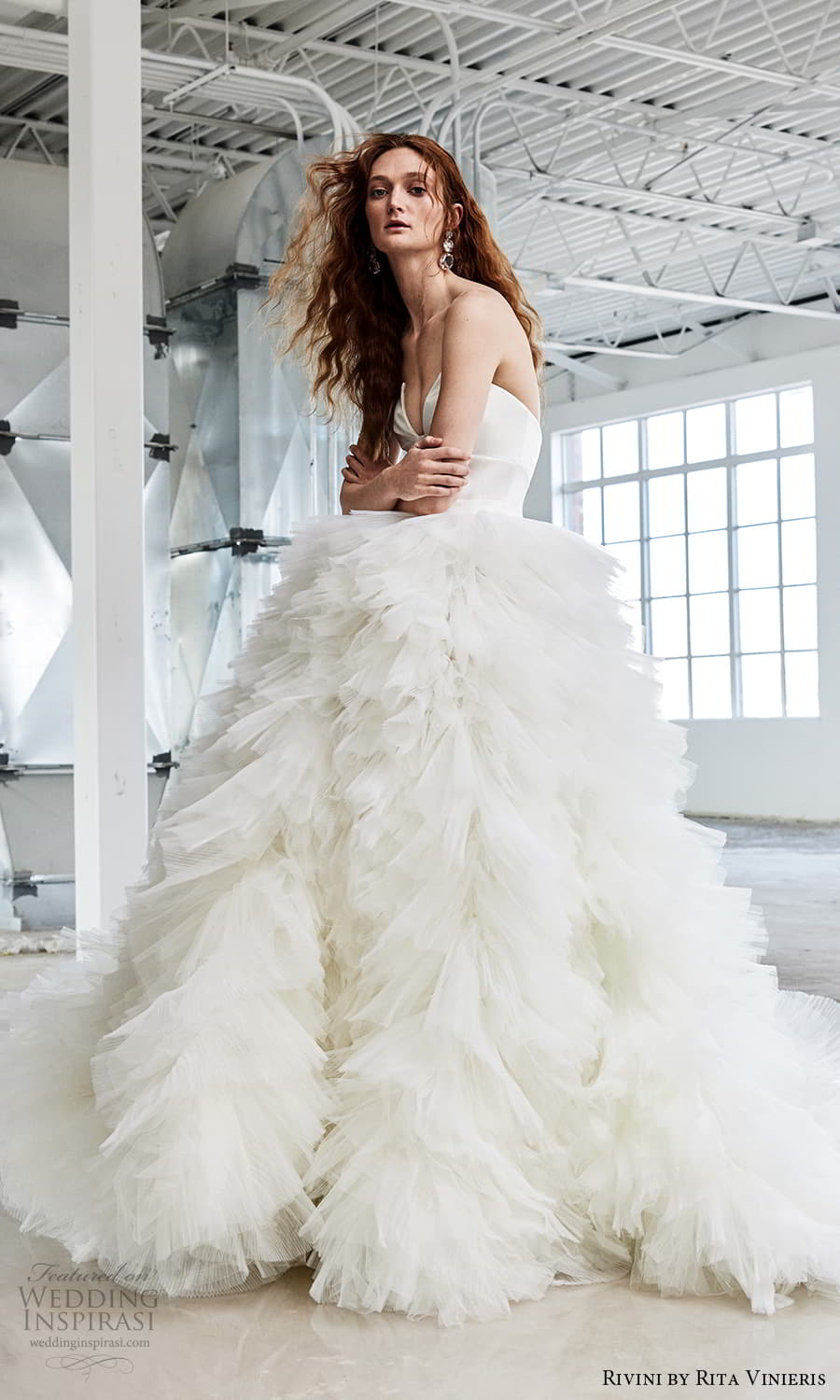 rivini rita vinieris spring 2024 bridal strapless sweetheart neckline ruffle skirt a line ball gown wedding dress chapel train (6) mv rivini rita vinieris spring 2024 bridal strapless sweetheart neckline ruffle skirt a line ball gown wedding dress chapel train (6) mv