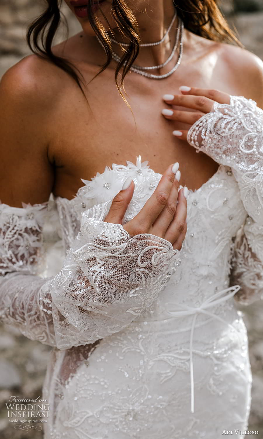 ari villoso 2024 bridal detached sleeves strapless sweetheart neckline sheath wedding dress chapel train (14) mv