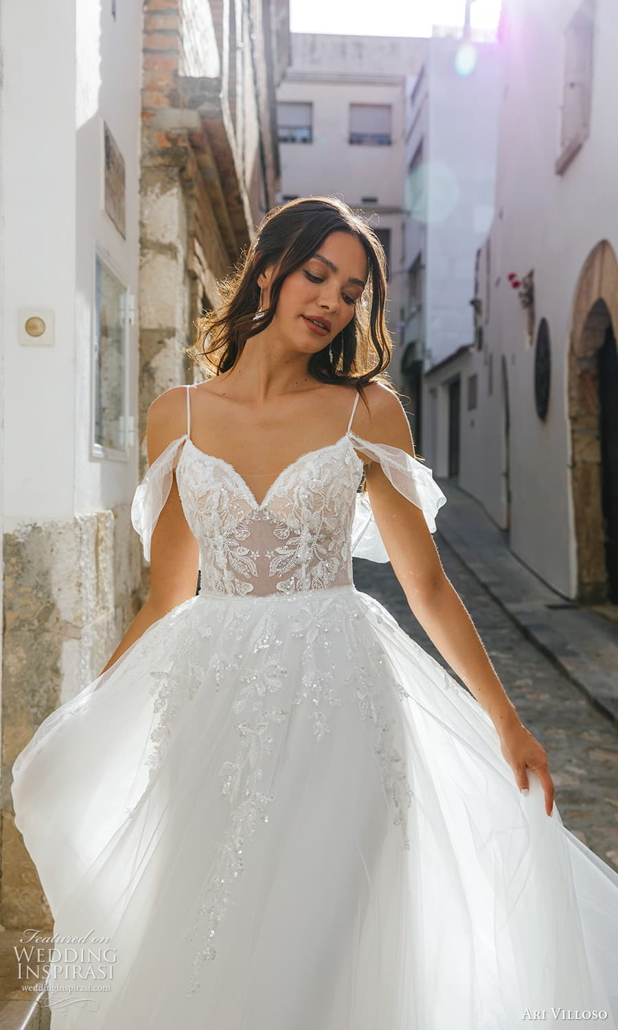 ari villoso 2024 bridal off shoulder strap sweetheart neckline embellished bodice a line ball gown wedding dress chapel train (20) mv