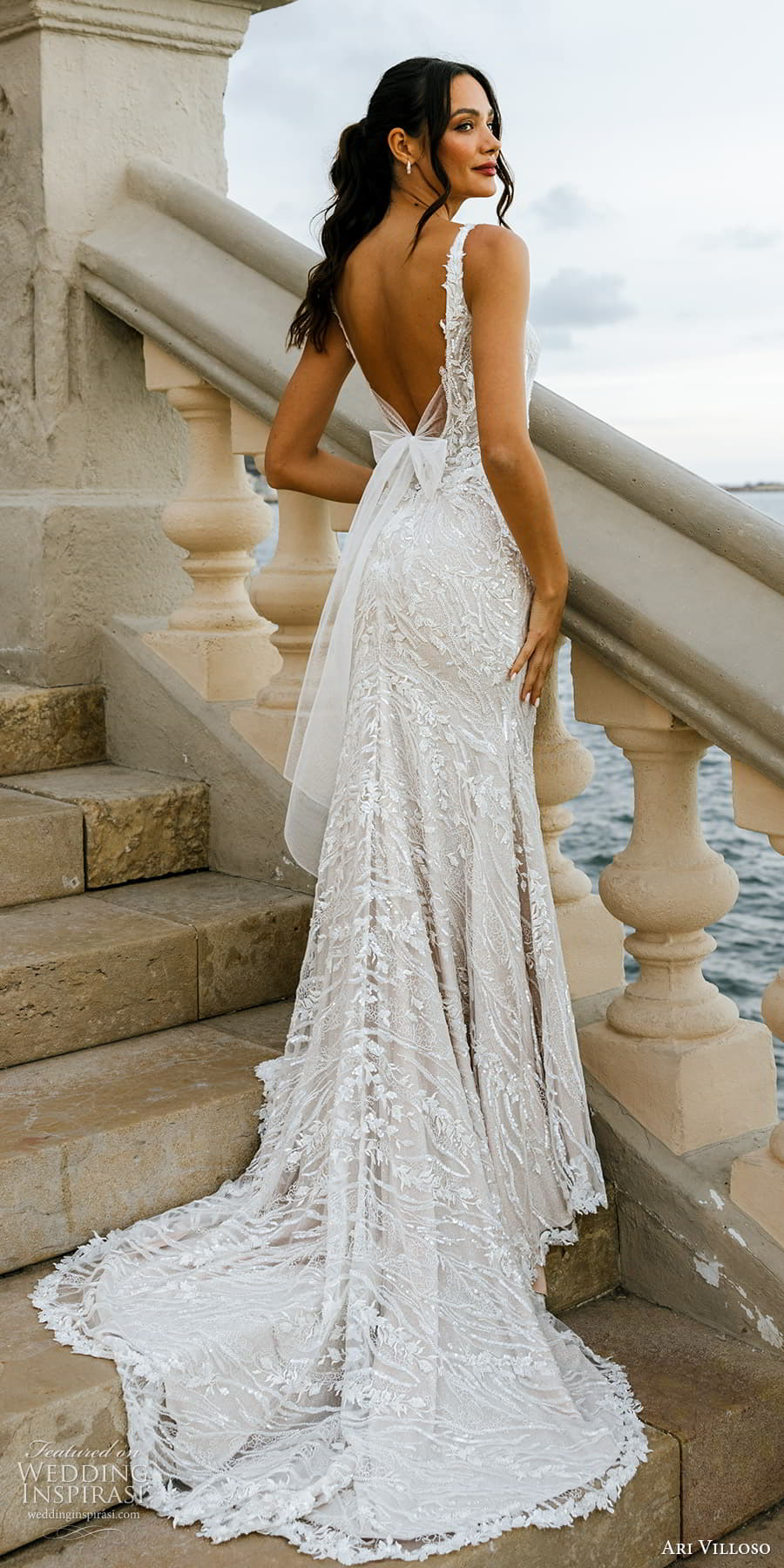 ari villoso 2024 bridal sleeveless square neckline fully embellished corset bodice sheath wedding dress chapel train low back (19) bv