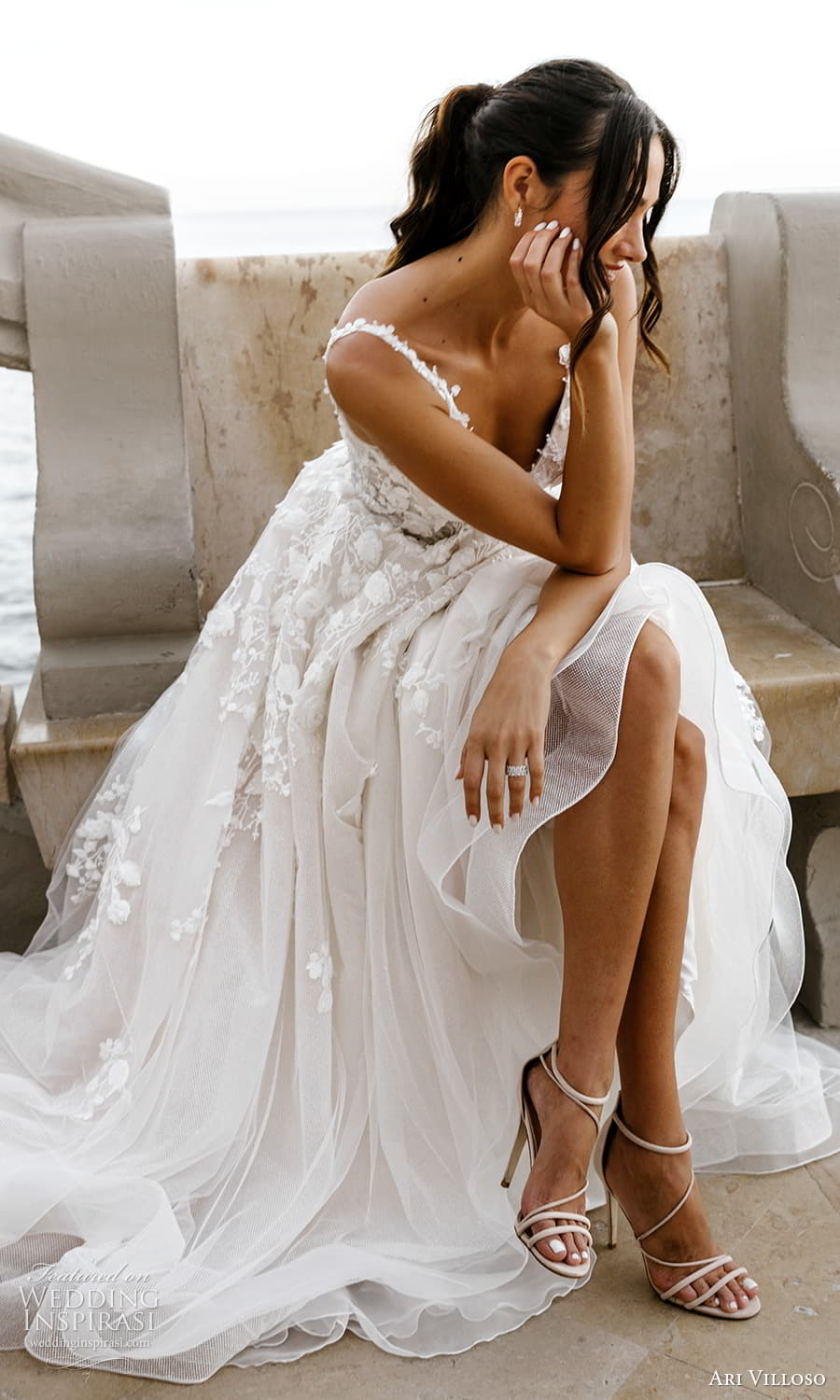 ari villoso 2024 bridal sleeveless strap plunging v neckline heavily embellished bodice a line ball gown wedding dress chapel train (2) zv