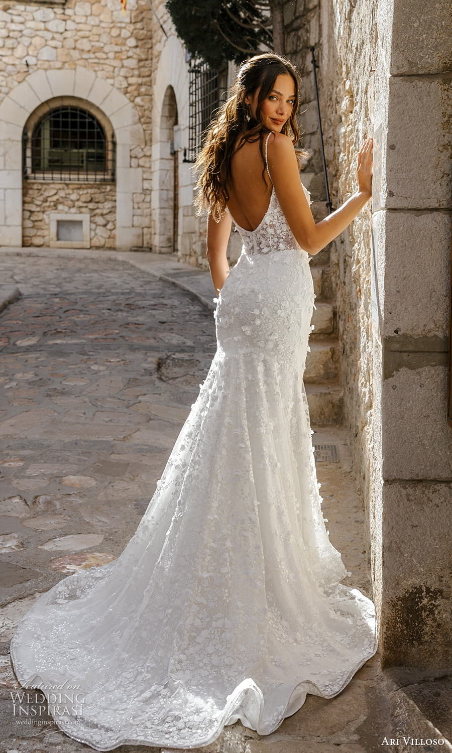 ari villoso 2024 bridal sleeveless straps sweetheart neckline fully embellished lace sheath wedding dress chapel train (6) bv