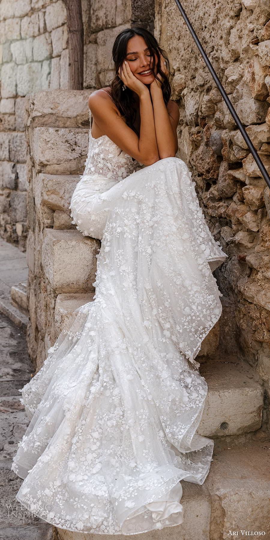 ari villoso 2024 bridal sleeveless straps sweetheart neckline fully embellished lace sheath wedding dress chapel train (6) lv