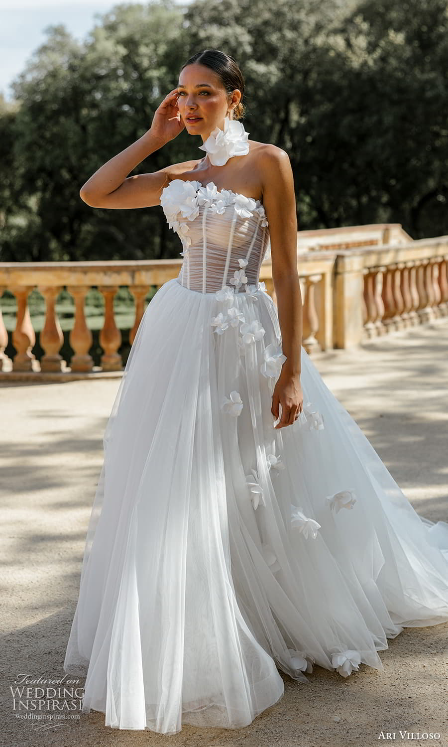 ari villoso 2024 bridal strapless sweetheart neckline ruched bodice a line ball gown wedding dress chapel train (15) mv