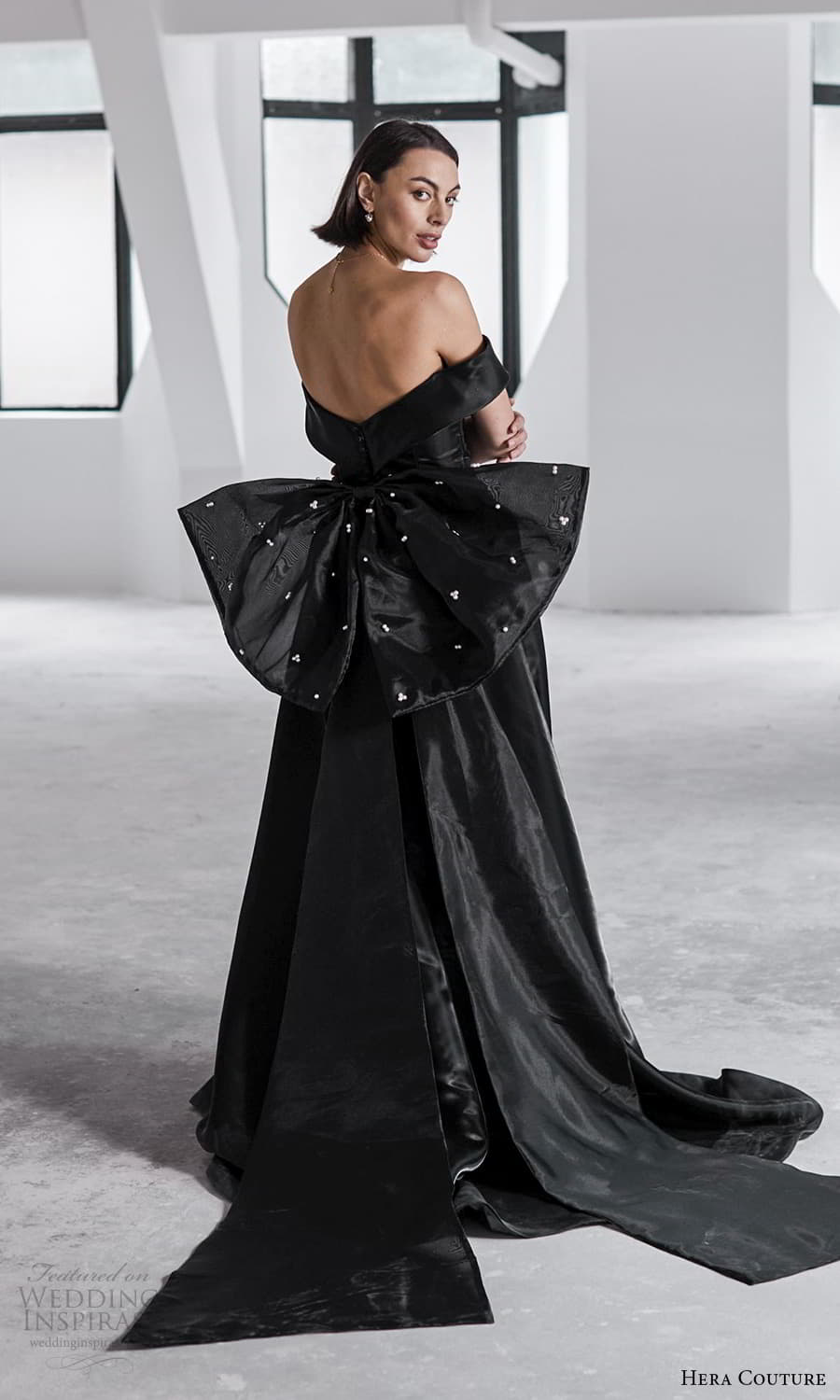 hera couture 2024 bridal sheer cape off shoulder strap swag sleeve sharp sweetheart neckline pleated bodice a line ball gown slit skirt wedding dress chapel train (11) black color bv