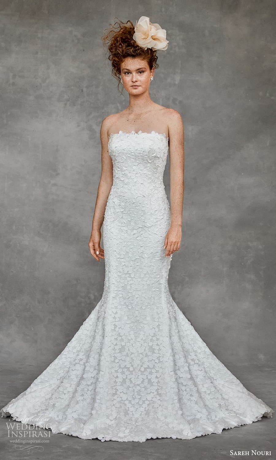 sareh nouri fall 2024 bridal strapless straight across fully embellished fit flare wedding dress chapel train (13) mv