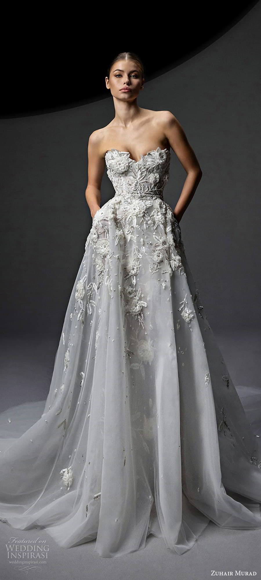 zuhair murad fall 2024 bridal strapless sweetheart neckline a line ball gown wedding dress chapel train (10) lv