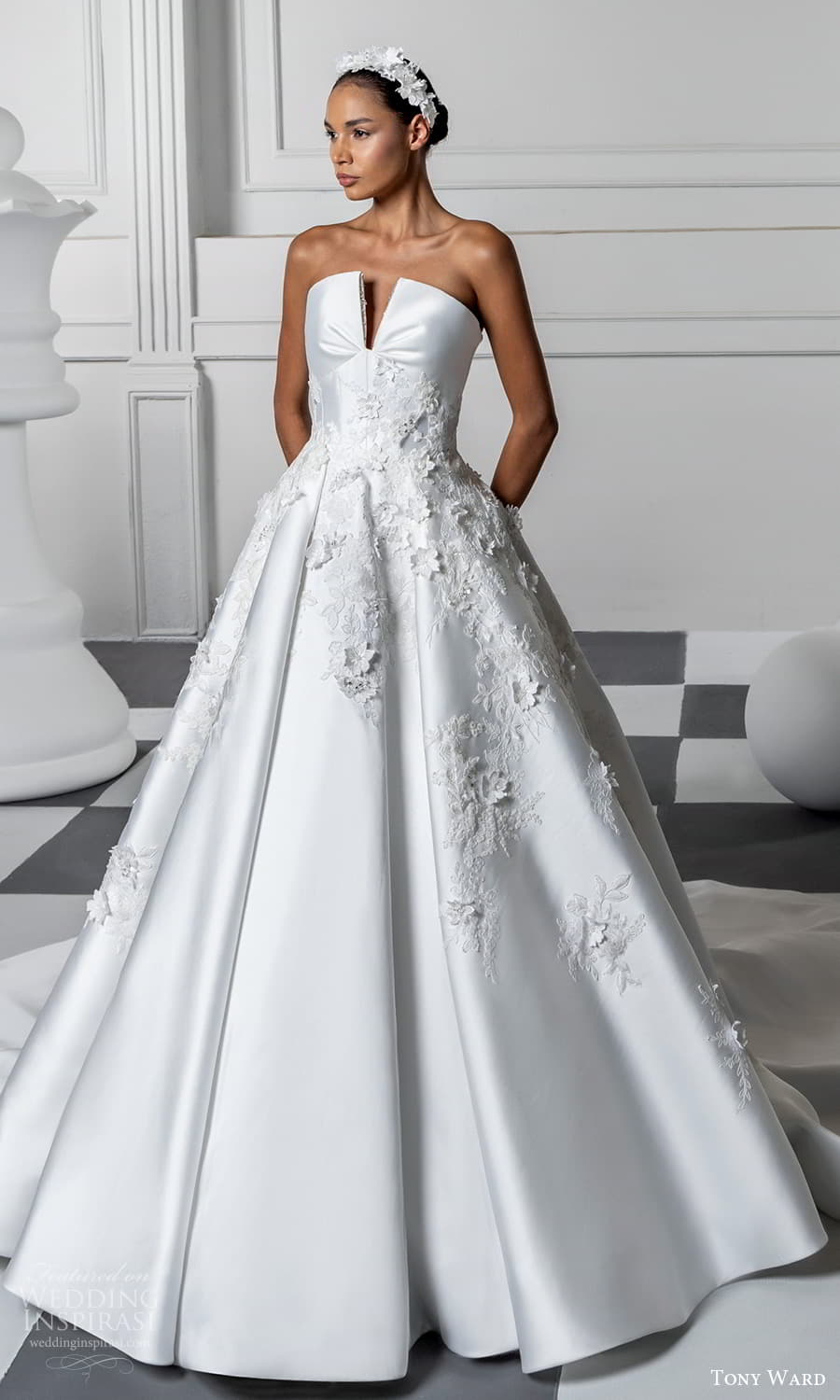 tony ward fall 2024 bridal strapless curved split neckline embellished ball gown wedding dress chapel train (8) mv tony ward fall 2024 bridal strapless curved split neckline embellished ball gown wedding dress chapel train (8) mv