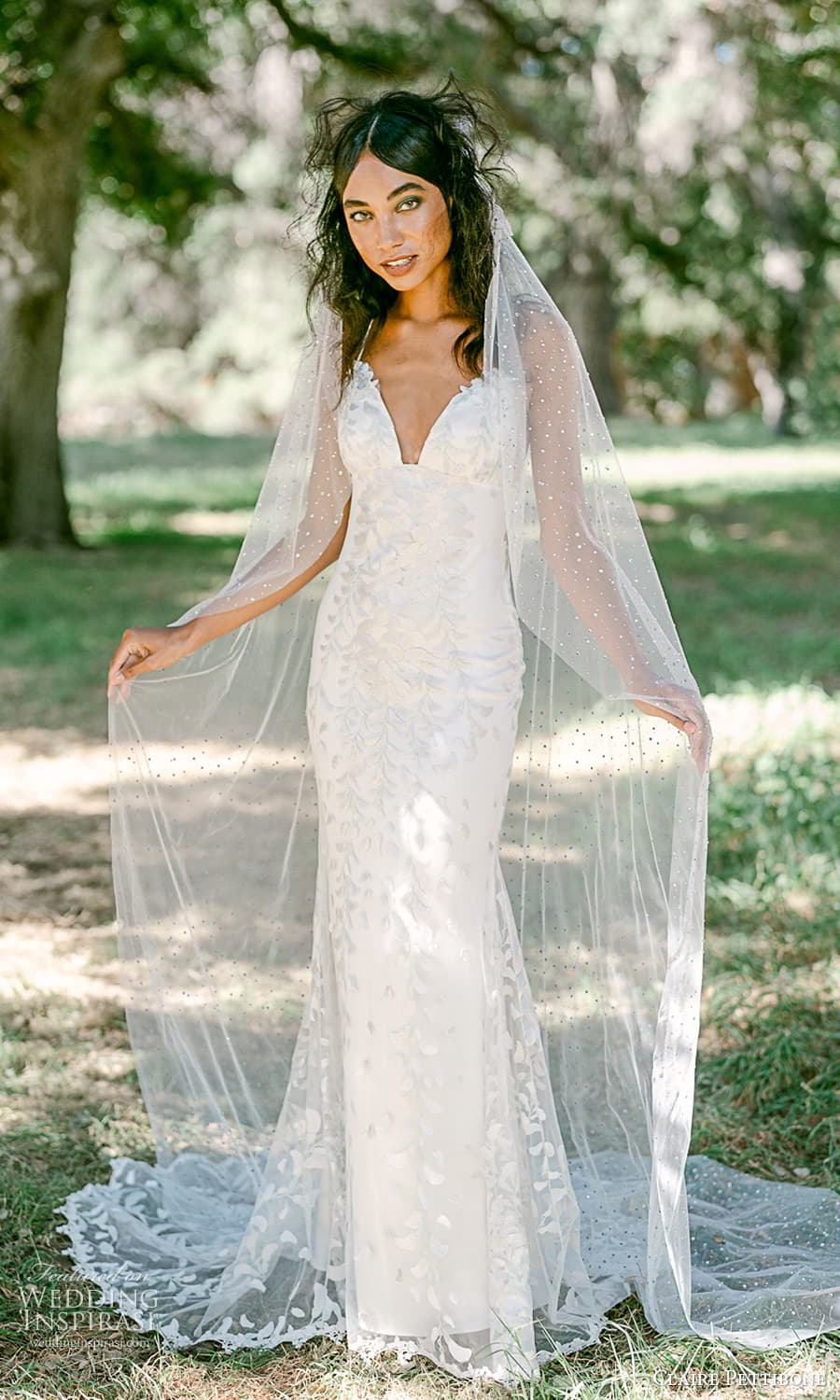 claire pettibone 2024 bridal sleeveless thin straps sweetheart neckline embellished sheath wedding dress chapel train (8) mv